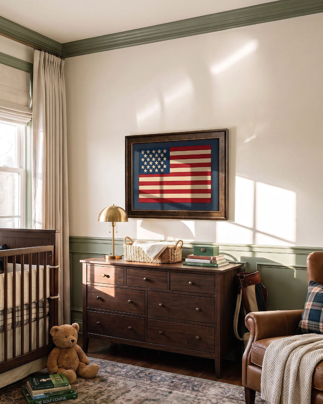 A Heritage-Style Nursery in Sage Green & Walnut
