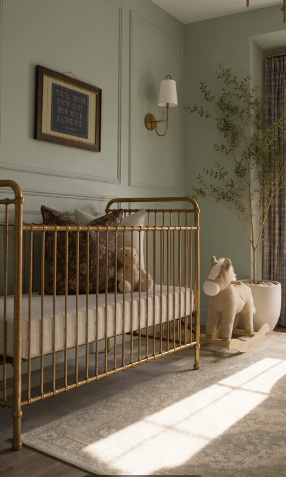 Vintage Sage Green Baby Boy Nursery Styling