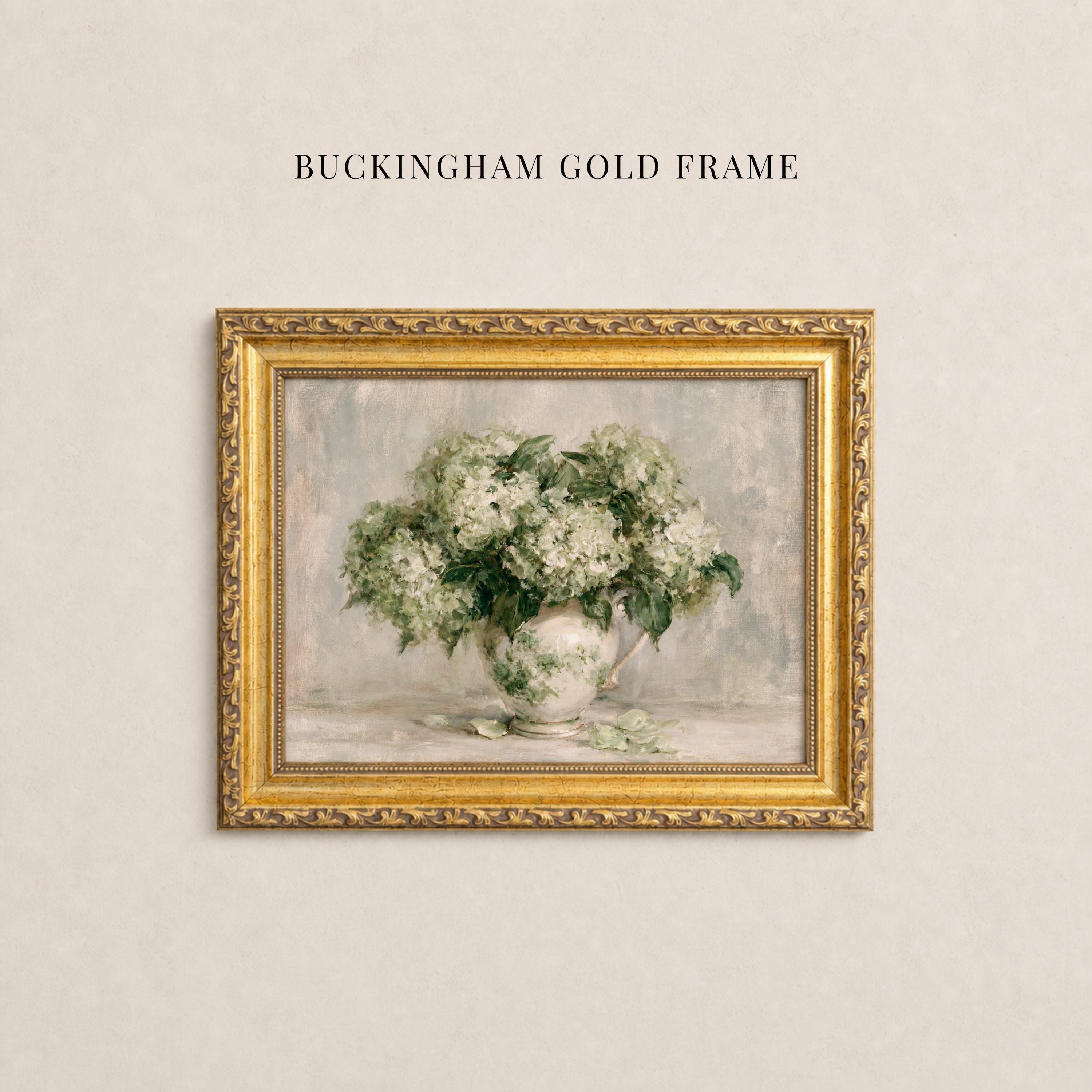 Hydrangea Print | Green Floral Ceramic Vase Still Life Art | 2253