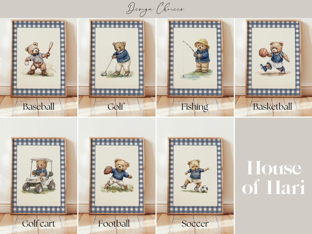 Sport Boy Gingham Teddy Bear Prints | 1899