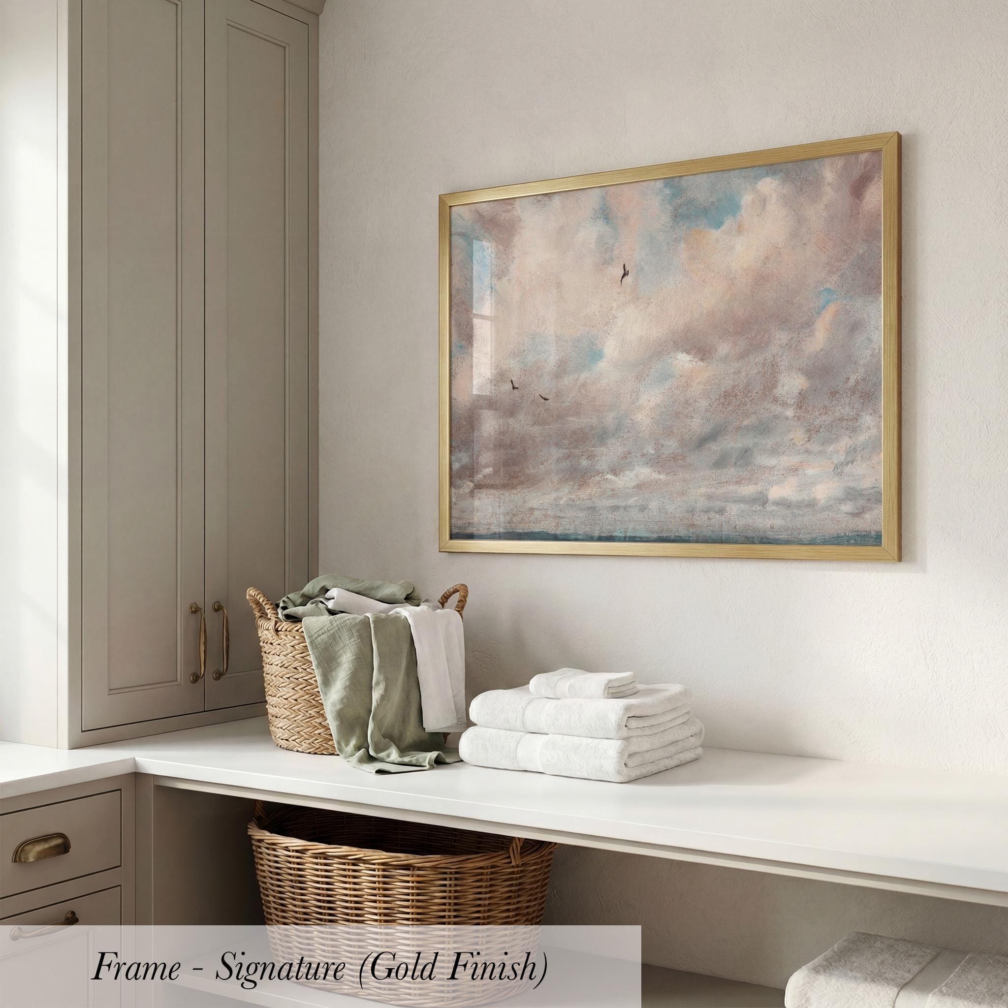 Vintage Pink Cloud Sky Landscape Art Print | 2126