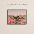Vintage Horse Print in Pink Flower Field - Wild and Free | 2262