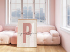 Custom Initial Print, Modern Name Sign, Personalised initial name print, Nursery, Unisex Neutral Boho, Script, Digital, Printable, Framed