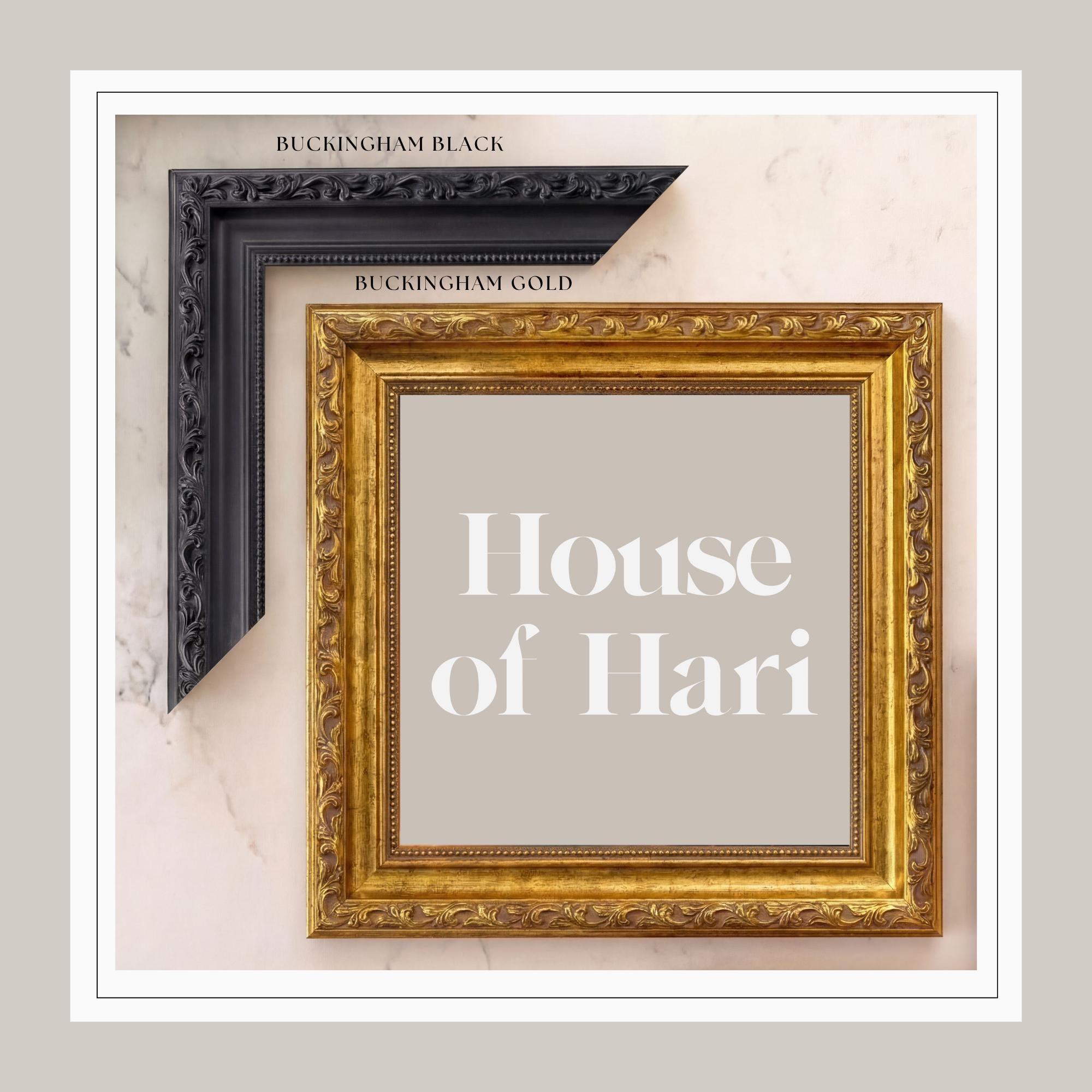 a collection of five framed picture frames in various colors and styles, including bronze, black, gold, and heritage gold.