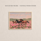 Vintage Horse Print in Pink Flower Field - Wild and Free | 2262