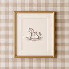 Rocking Horse Nursery Vintage Sketch Art | 1908