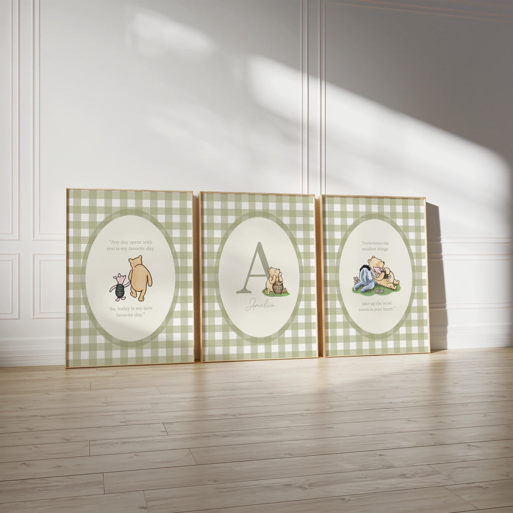 Winnie the Pooh Personalized Gingham Art | 1400B