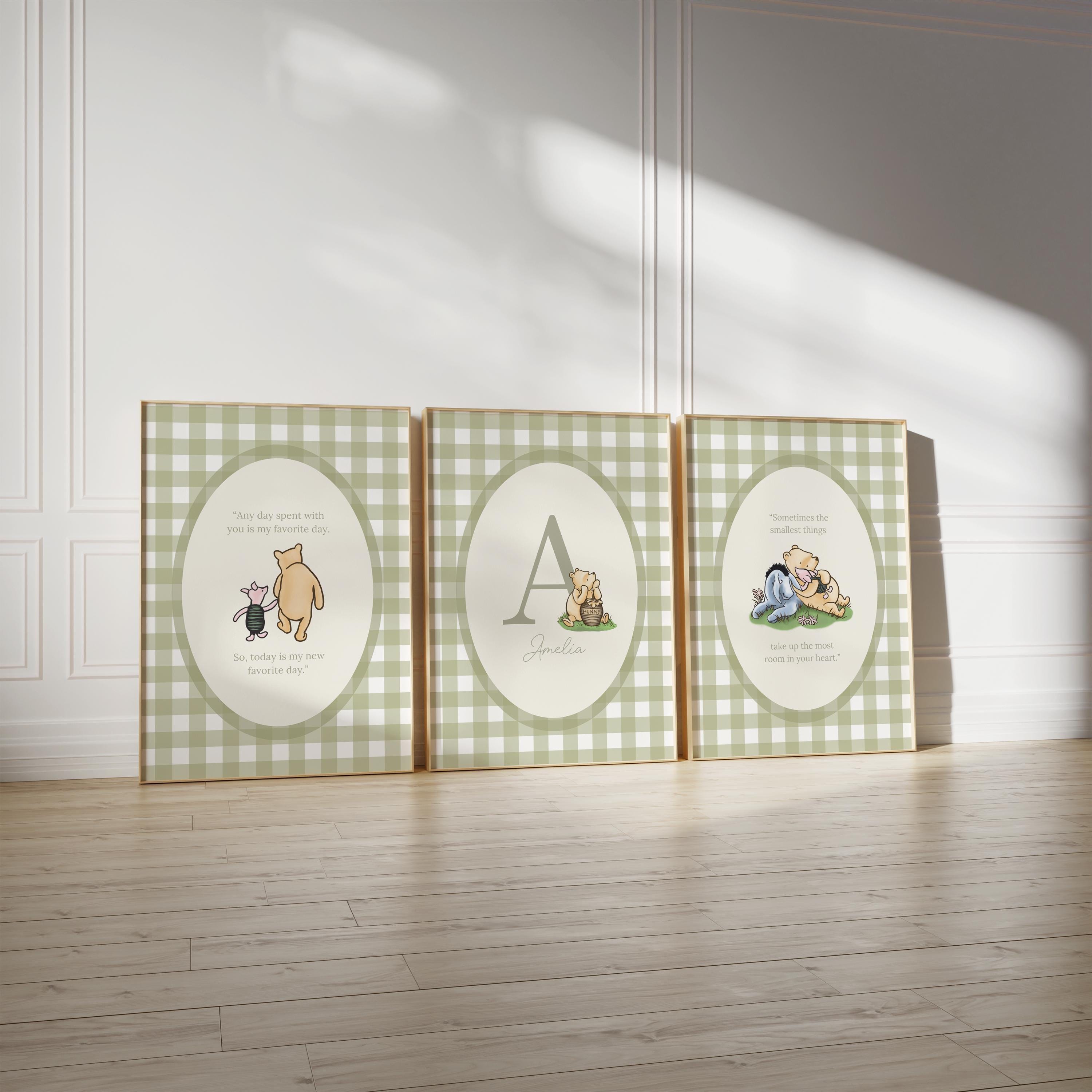 Winnie the Pooh Personalized Gingham Art | 1400B