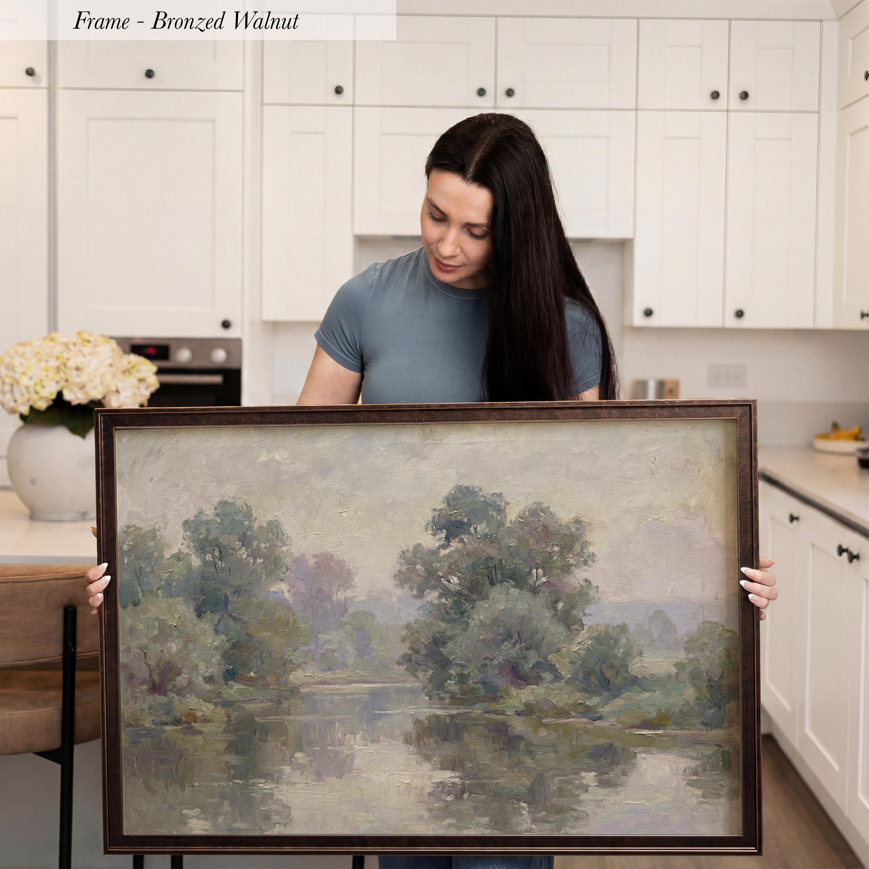 Vintage Style Oil Painting | Large Framed Nature Wall Art for Living Room | 1818