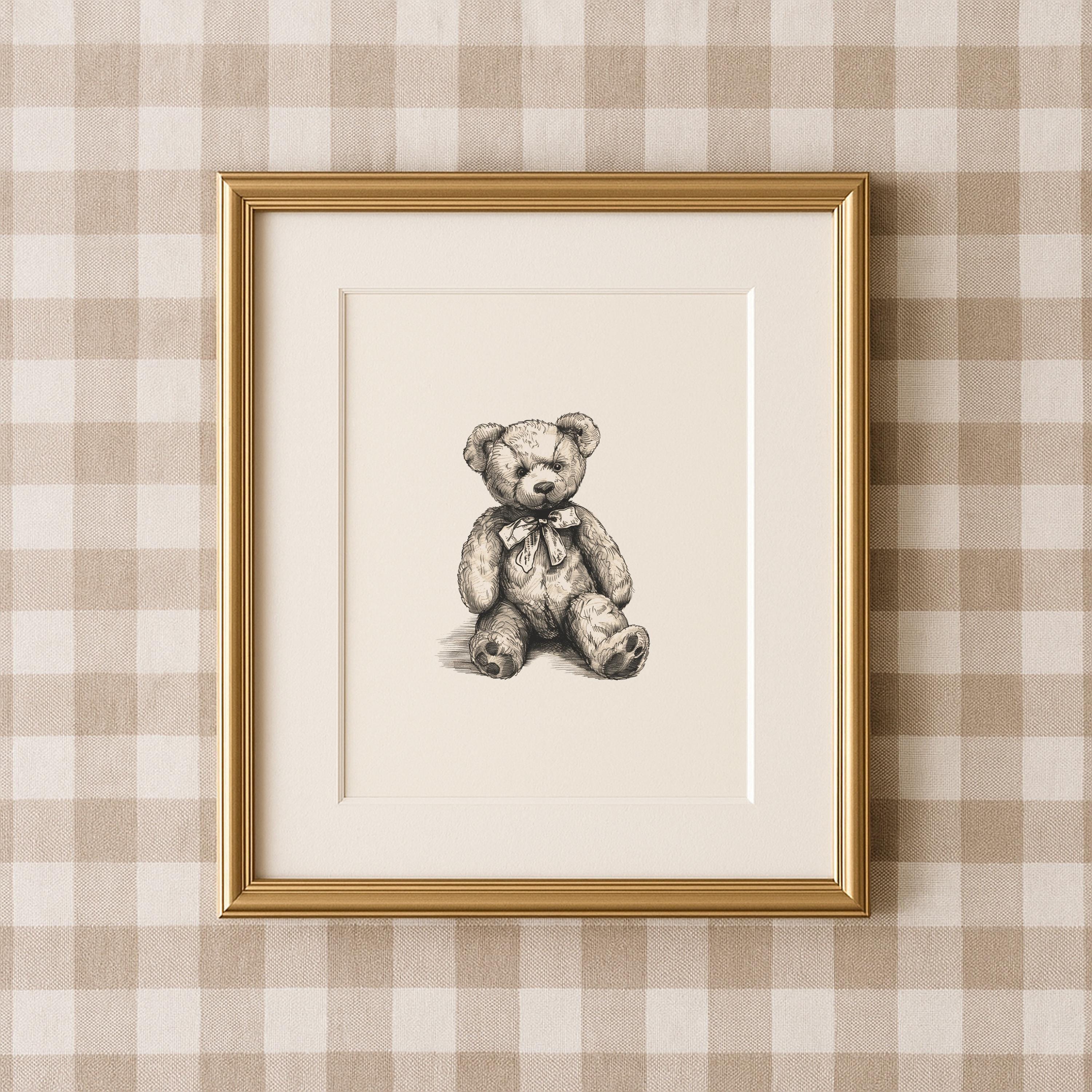 Teddy Bear Vintage Sketch Art | 1172