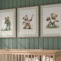 Vintage Gingham Teddy Bear Sports Set of 3 | 1850