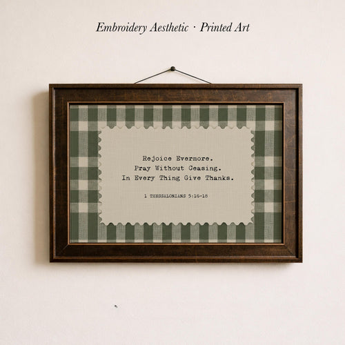 a framed print with a message about prayer and gratitude.
