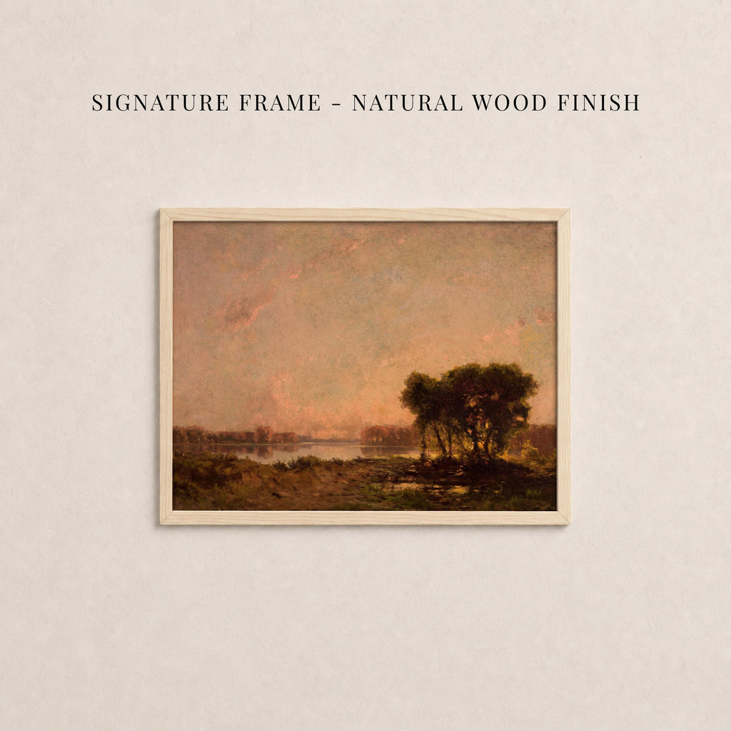 Vintage Framed Gold Riverbank Landscape Wall Art Print | 2267