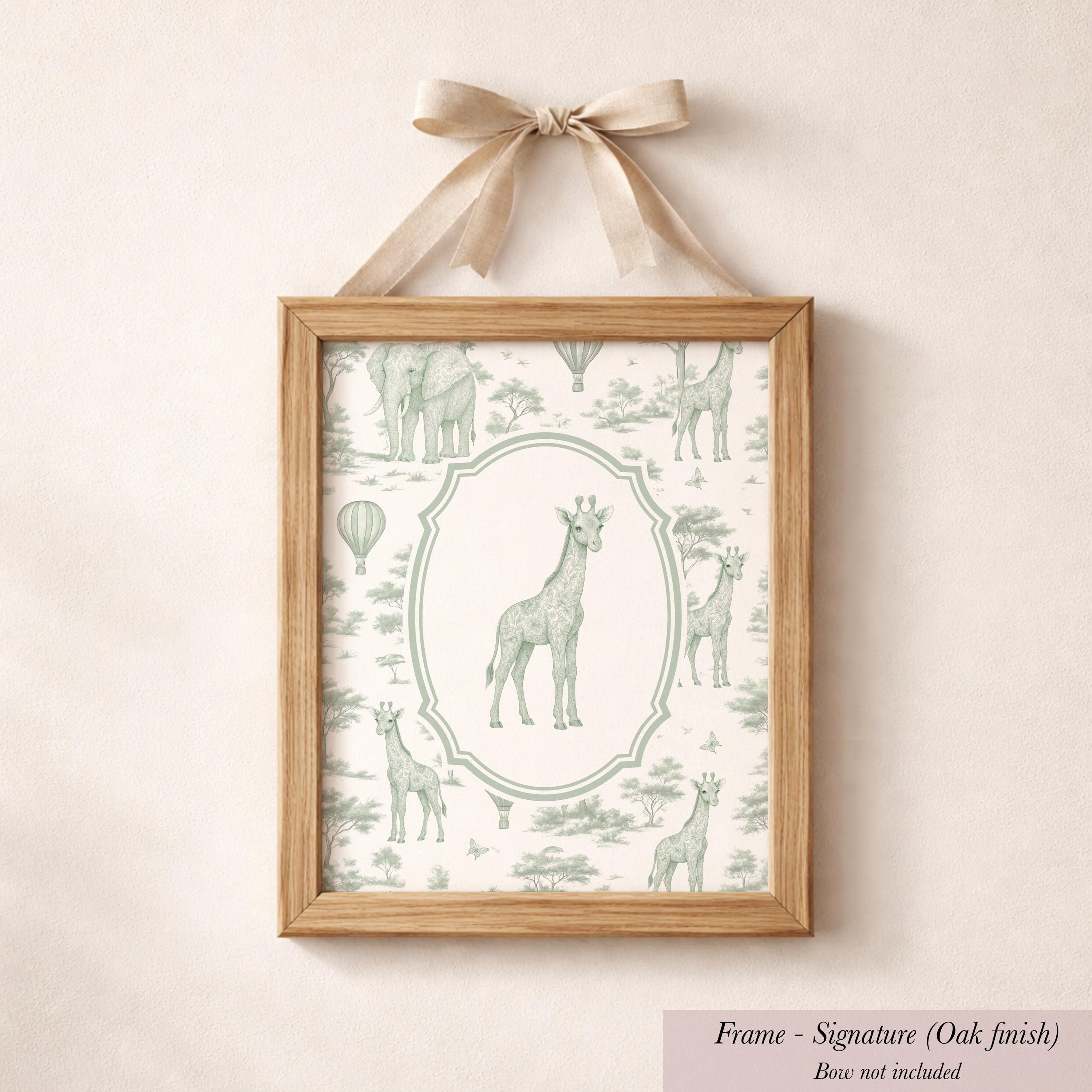 Green Safari Print Chinoiserie Toile Animal Giraffe | 1869