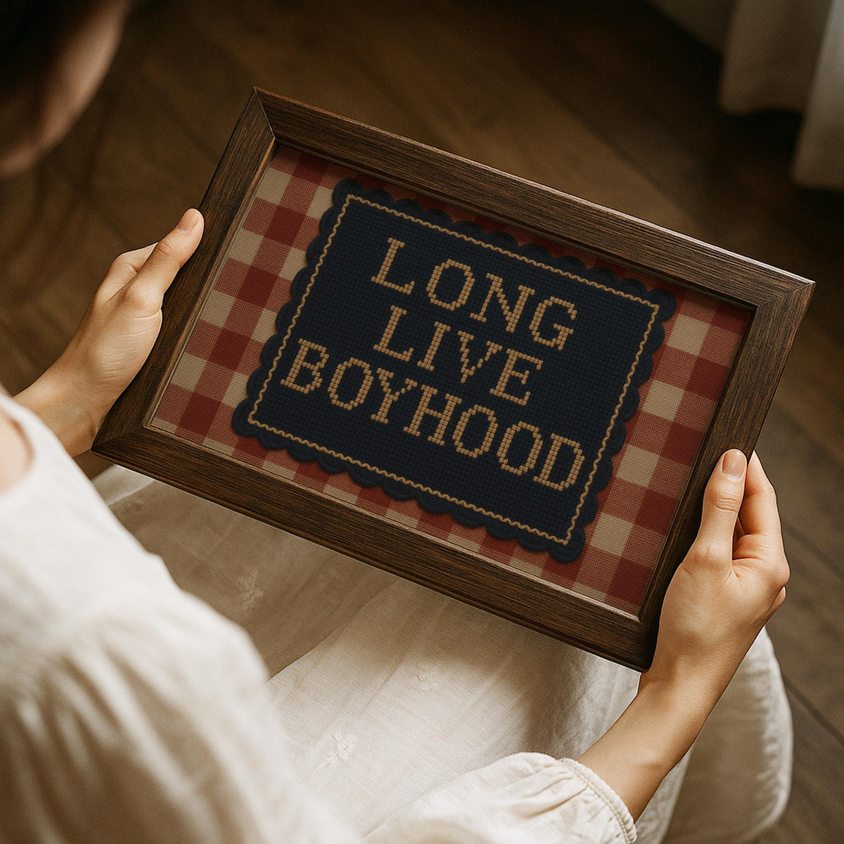 Long Live Boyhood Print ∙ Vintage Plaid Red and Blue Boy Room Art ∙ 1696