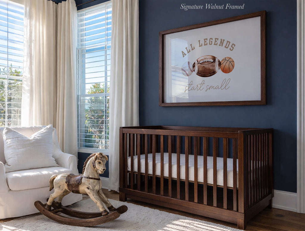 All Legends Start Small™ Boy Nursery Wall Art - Football, Baseball, Basketball | 2154