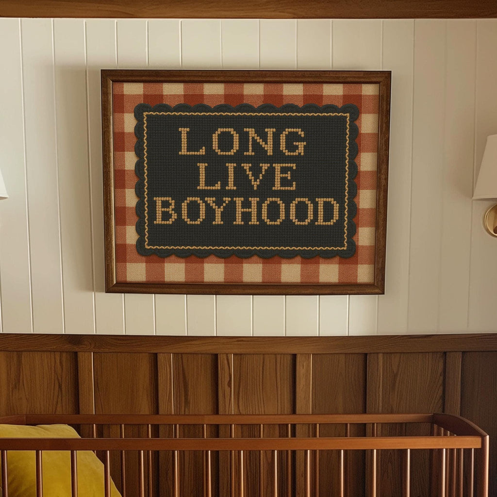 Long Live Boyhood Print ∙ Vintage Plaid Red and Blue Boy Room Art ∙ 1696