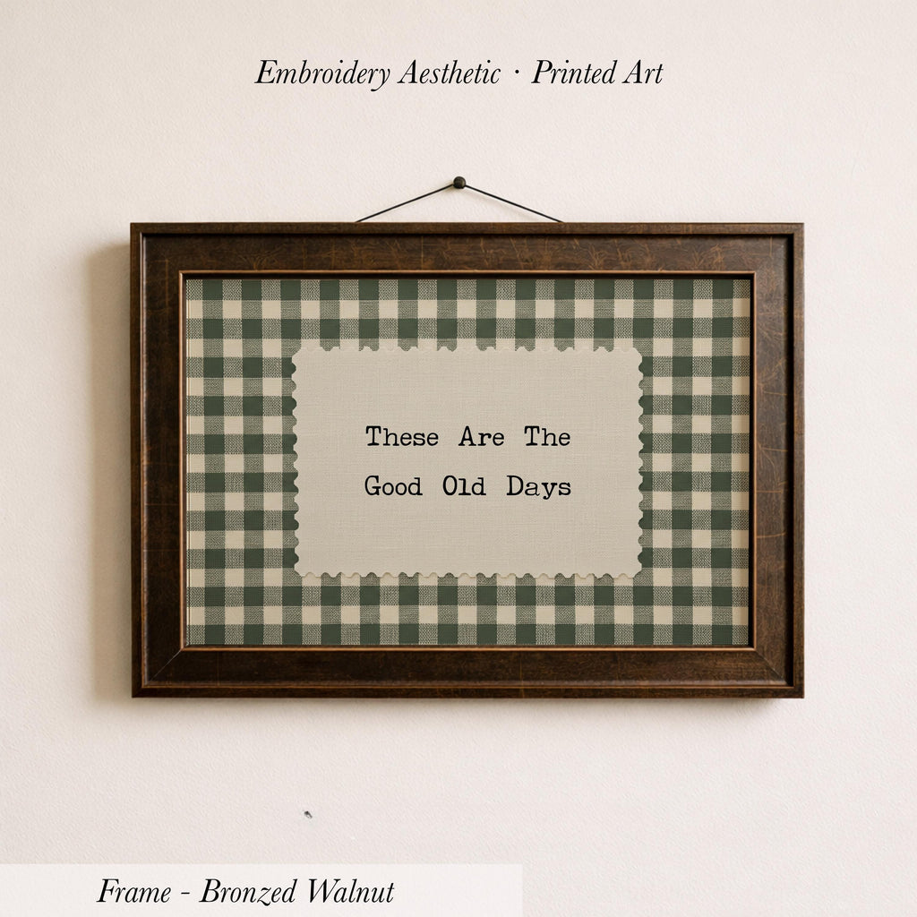Vintage Green Gingham Good Old Days Art | 1959