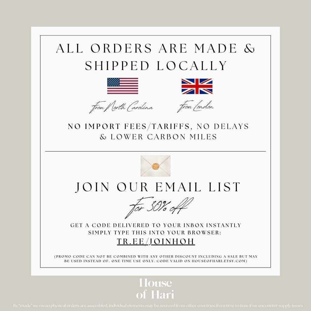 All orders are made & shipped locally