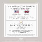 All orders are made & shipped locally