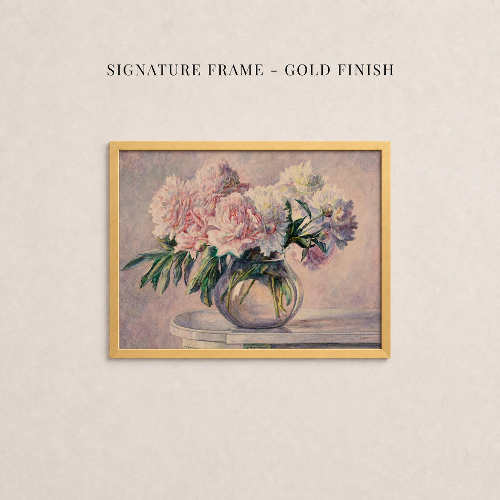 Vintage Pink Peony Oil Painting Print | 2265