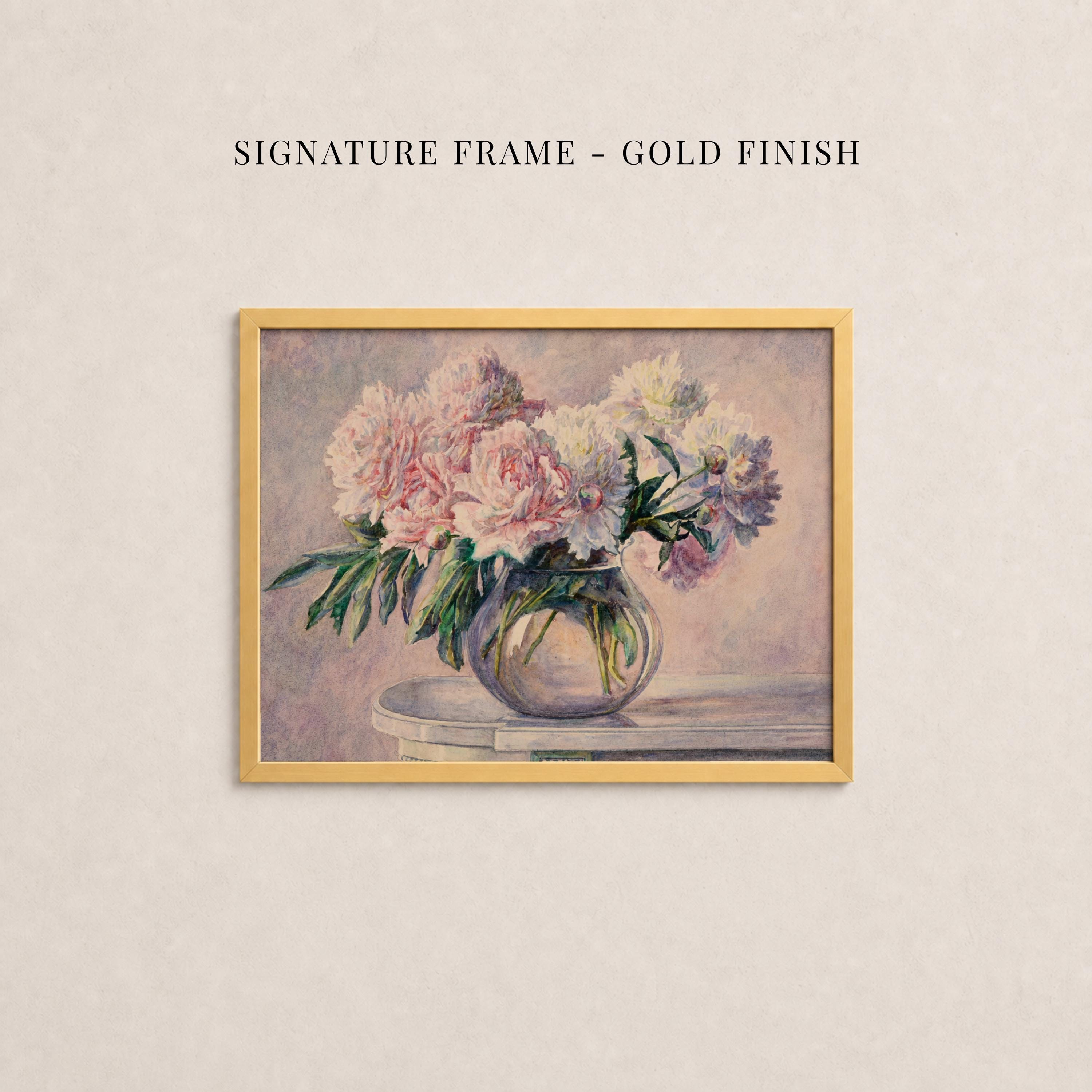 Vintage Pink Peony Oil Painting Print | 2265