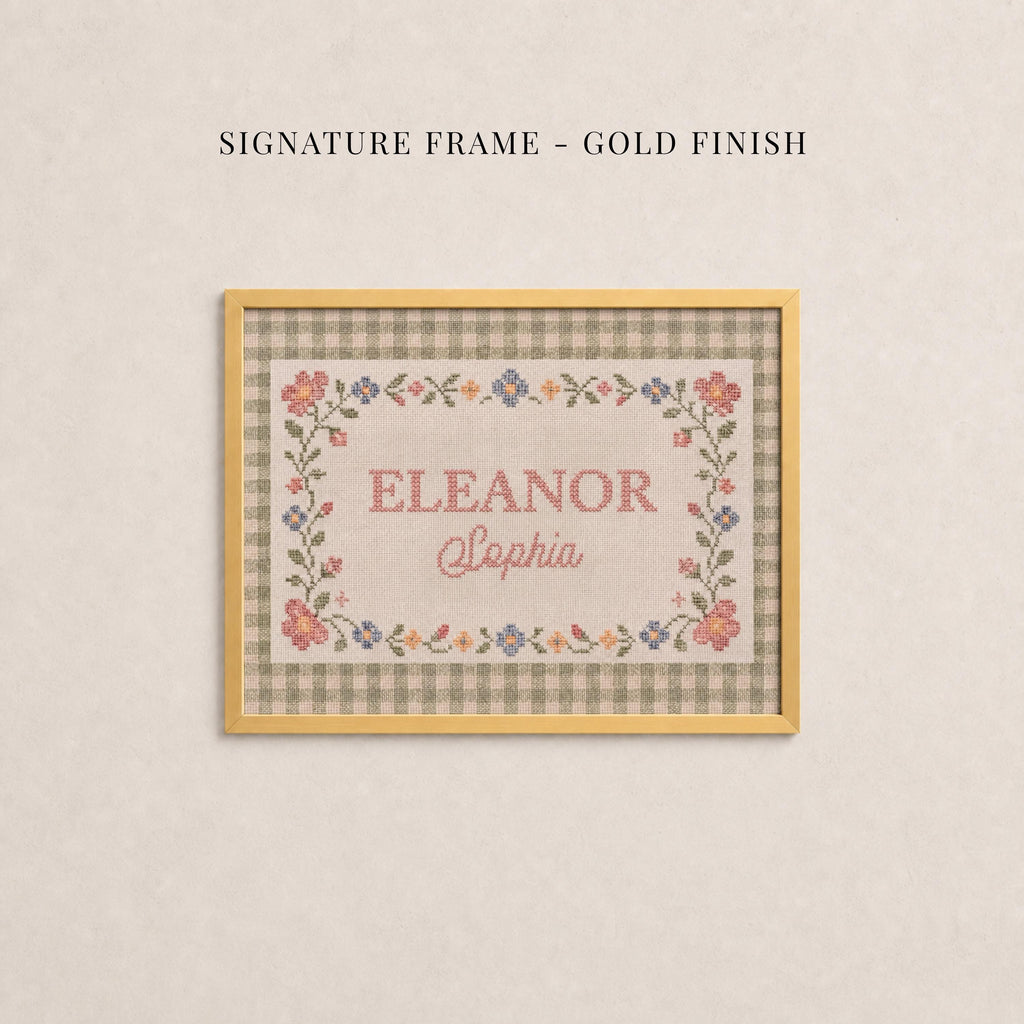 Personalized Nursery Name Sign Cross Stitch Style Wall Art | 2239
