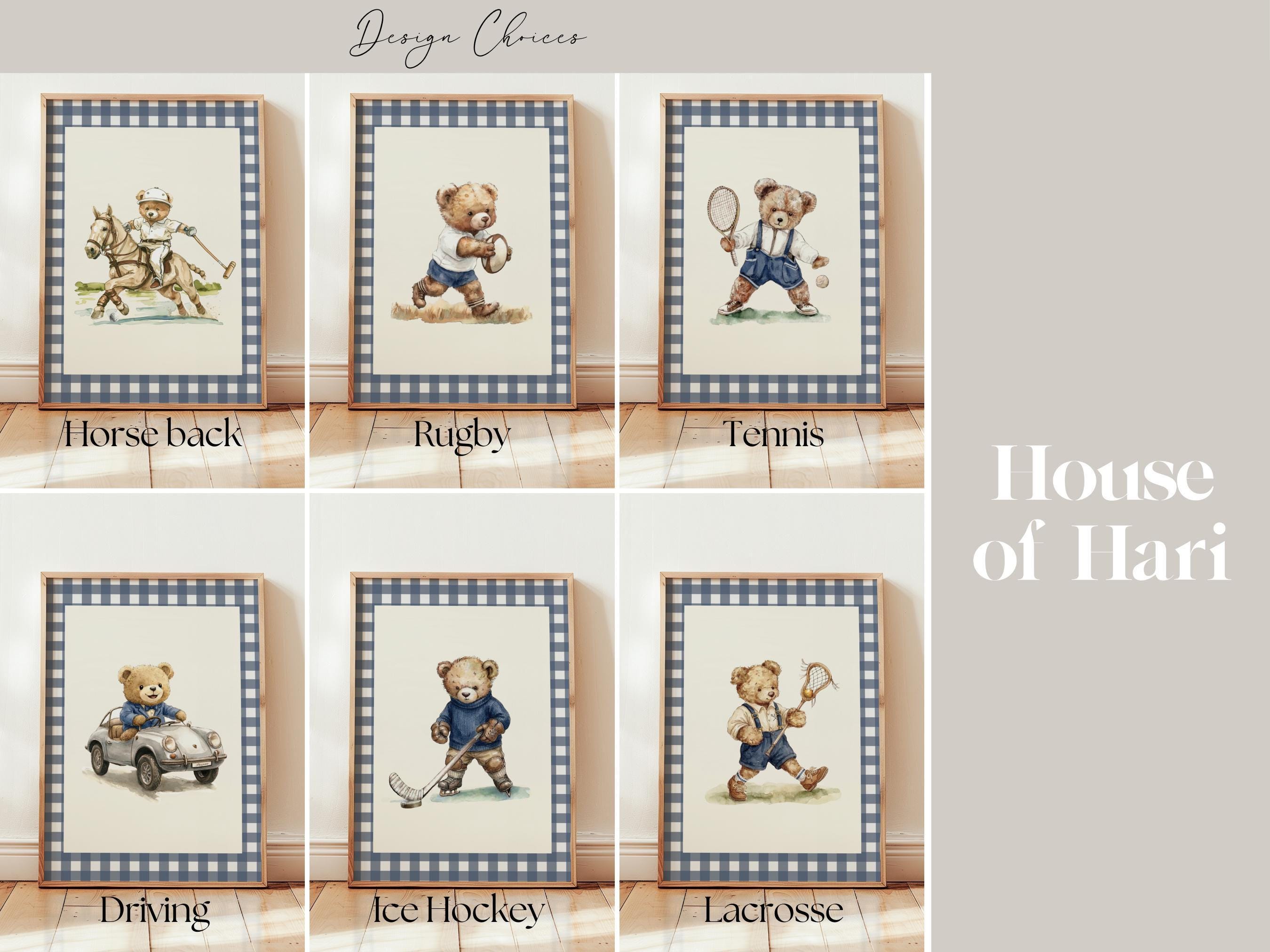Sport Boy Gingham Teddy Bear Prints | 1899