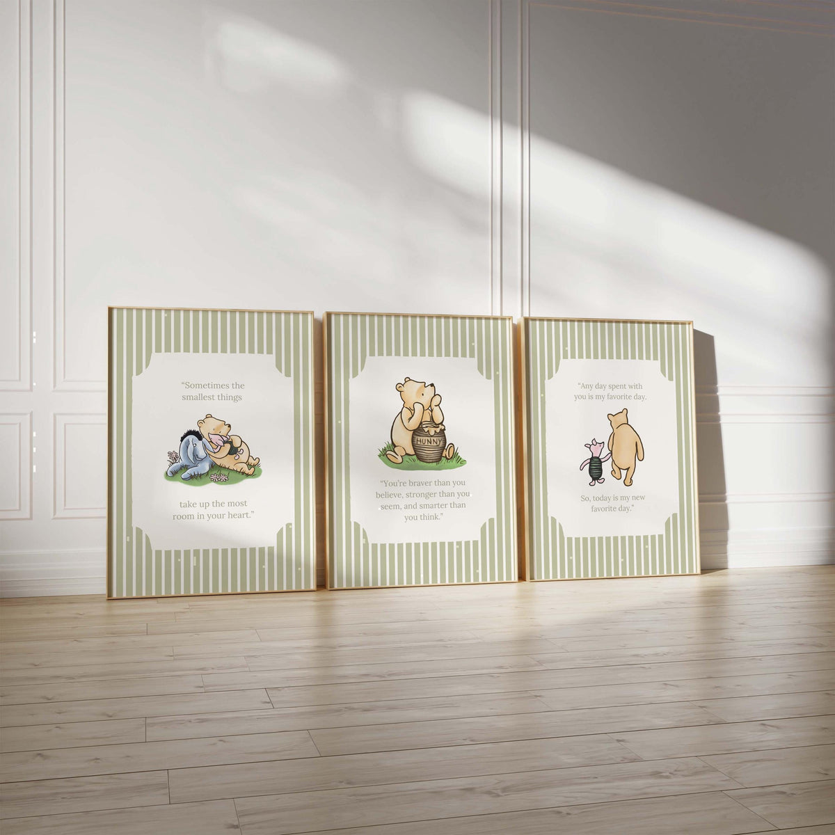 Set of 3 Winnie the Pooh Nursery Quotes, Winnie the Pooh Nursery Wall Art, Classic Pooh Baby Decor Wall Art, Digital, Printable, Framed