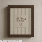 A framed picture with a baseball and the text "All Legends Start Small" on it.