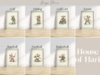The image is a collage of eight framed illustrations of teddy bears engaged in various sports activities, including golf, fishing, golf cart, tennis, baseball, and football.