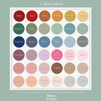 a color palette with different shades of paint