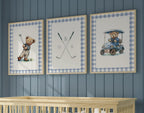 Boy golf nursery art, Vintage boy nursery, Teddy Bear Golf Print Nursery, Teddy Bear Art Kids Room, Gingham, Blue, Digital,Printable,Framed
