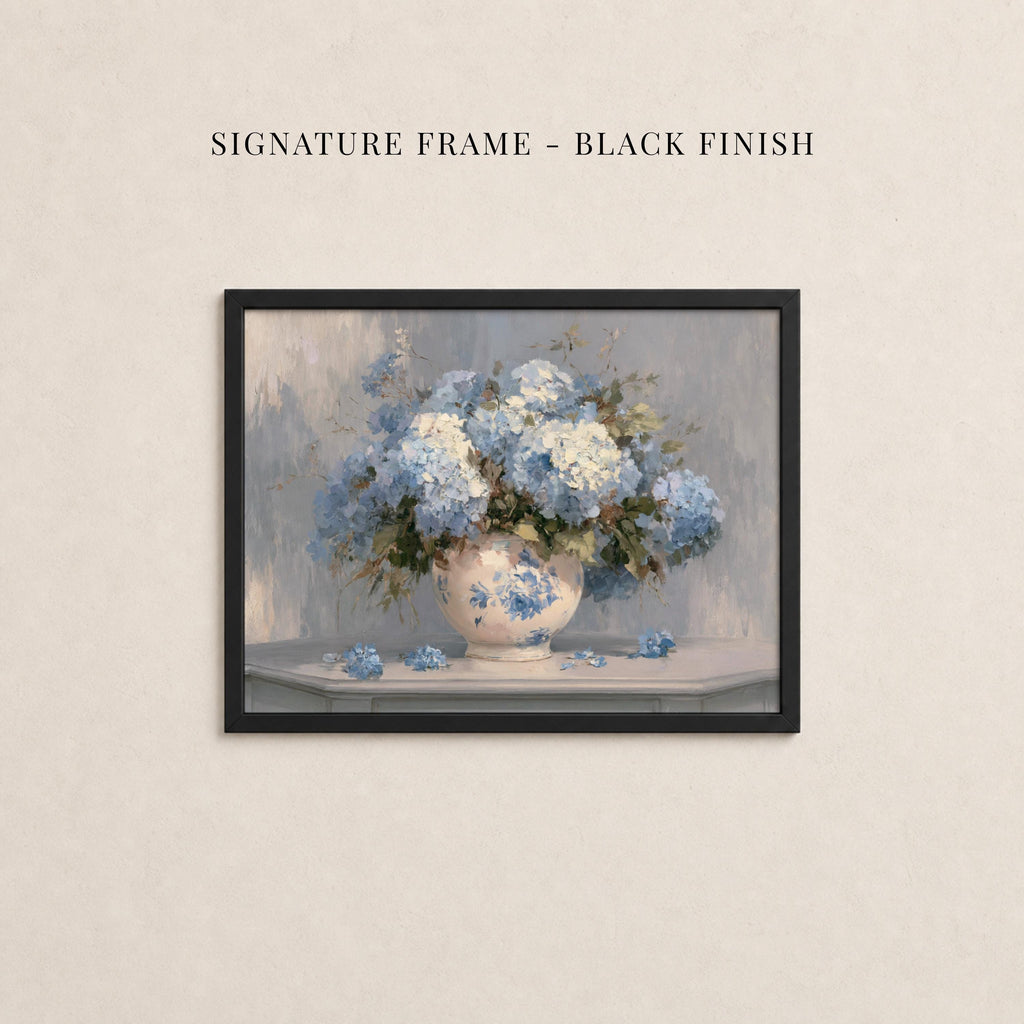 Hydrangea Print | Blue Floral Ceramic Vase Still Life Art | 2254