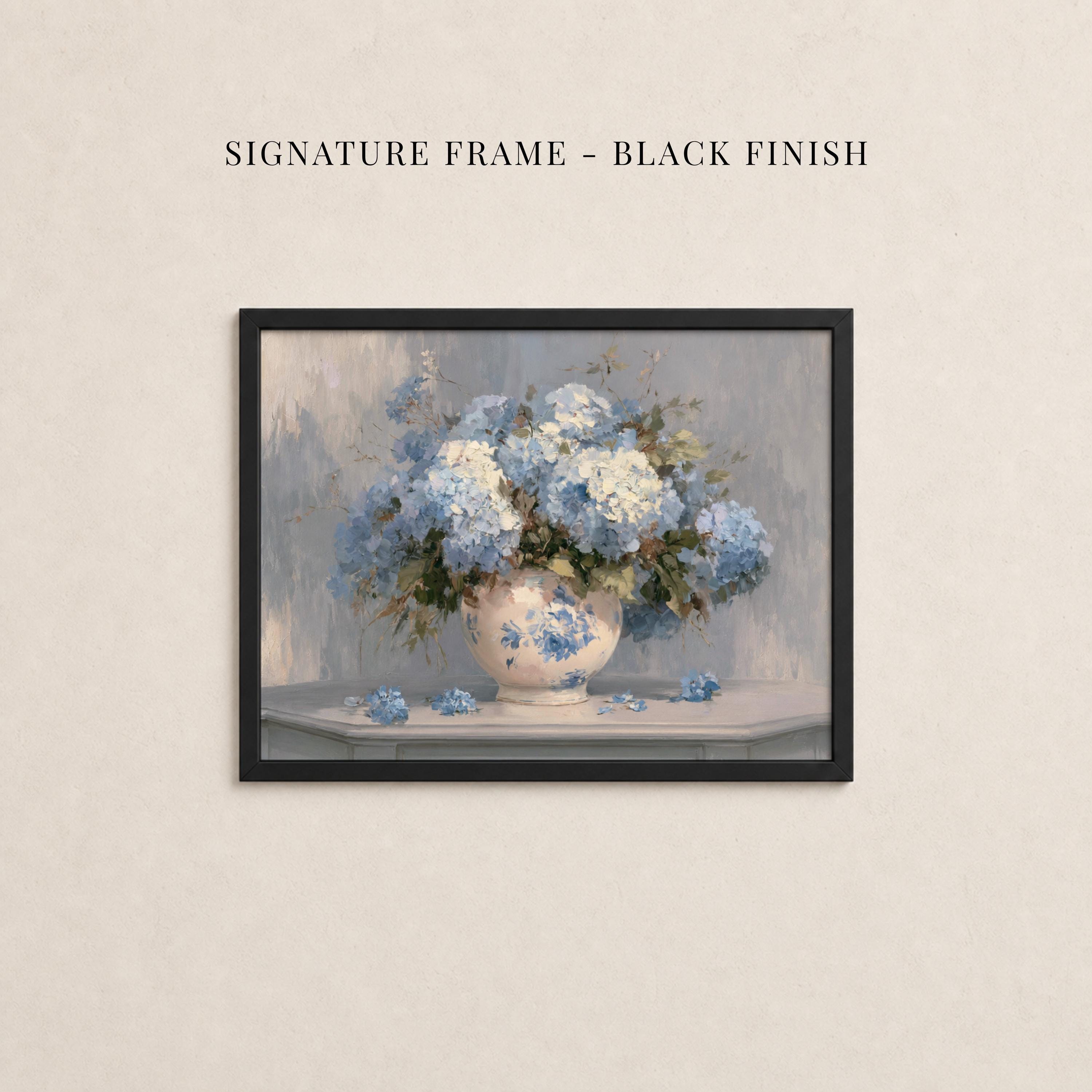 Hydrangea Print | Blue Floral Ceramic Vase Still Life Art | 2254