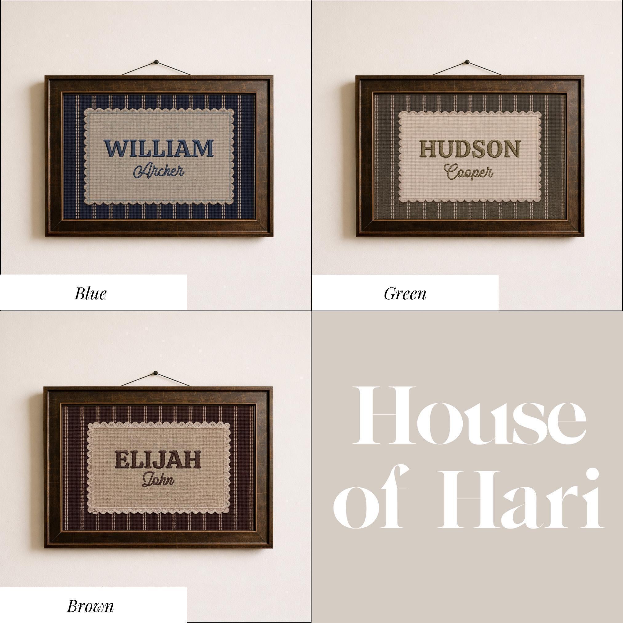 Custom Name Personalized Embroidery Style Wall Art | 2168
