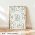 Green Safari Print Chinoiserie Toile Animal Elephant | 1869