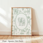Green Safari Print Chinoiserie Toile Animal Elephant | 1869