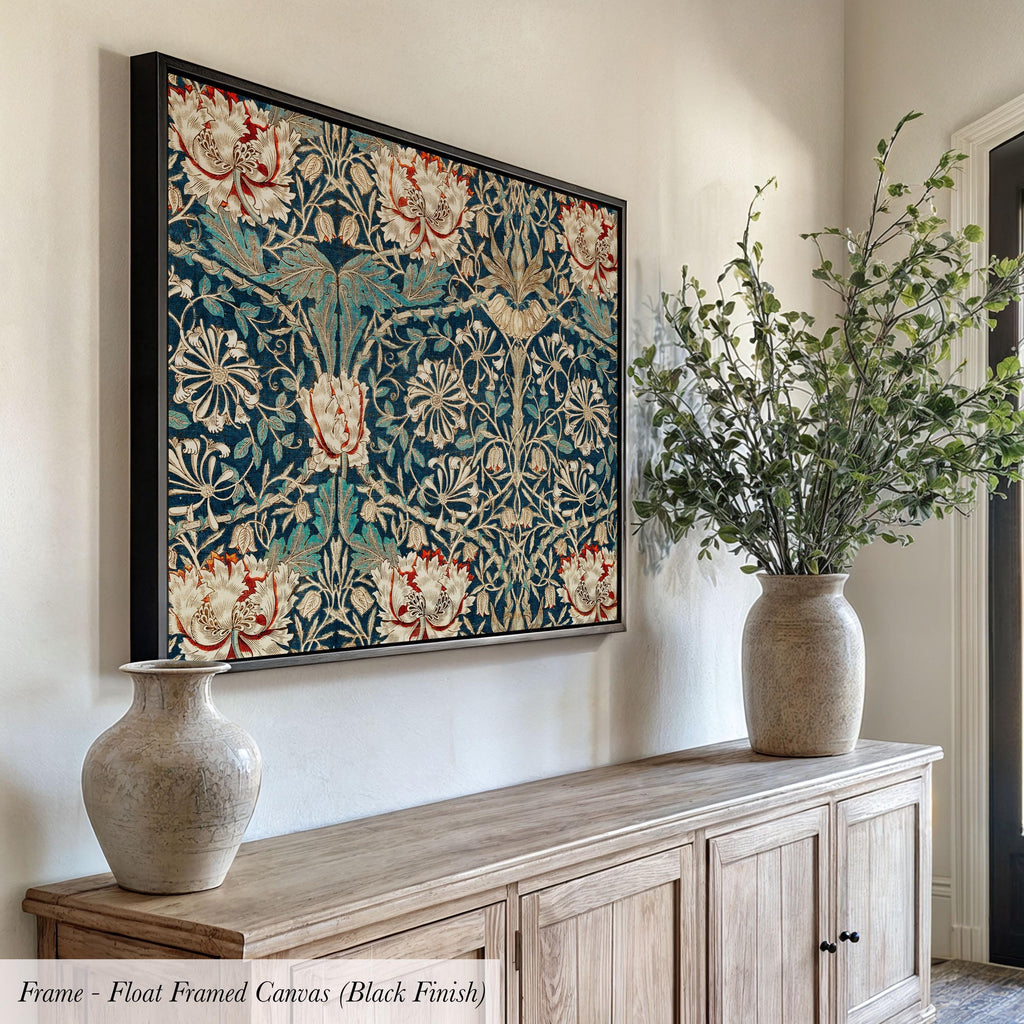 Botanical Wall Art William Morris Cotton Float Frame Canvas Art Print | 2213