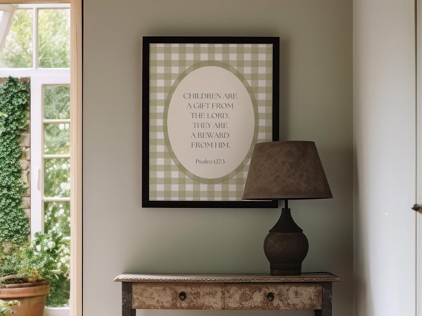 Psalm 127:3 Vintage Nursery Print,nursery decoration bible verse,vintage Bible Verse,bible Artful Wall Print,Christianity nursery,green