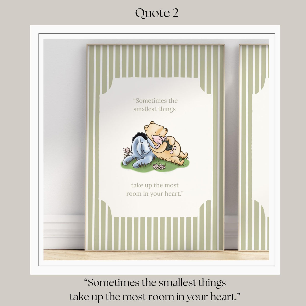 Classic Storybook Quote Nursery Art Vintage Sage Green Striped | 1401-A
