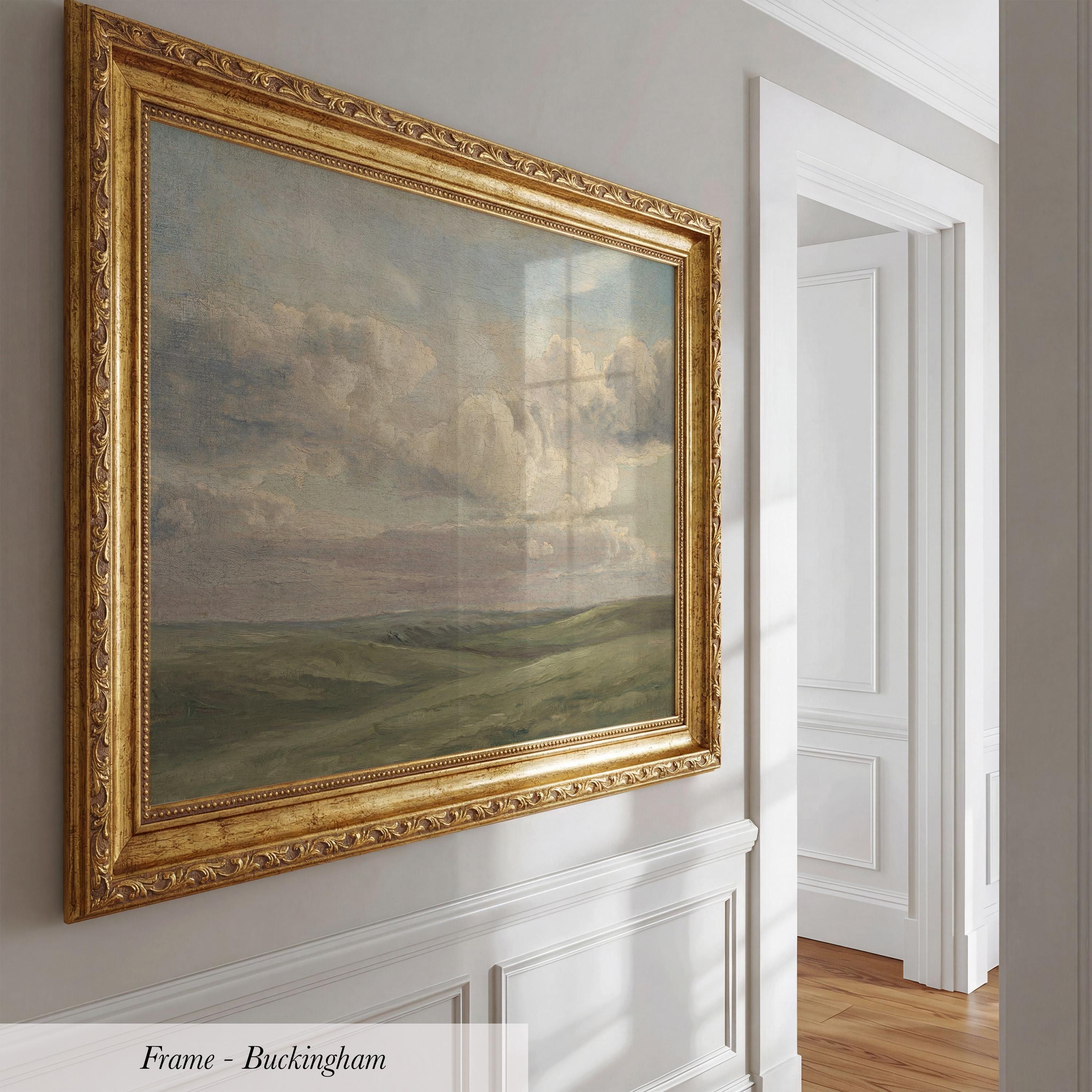 Vintage Cloud Landscape Print - Pastoral Sky Wall Art | 2144