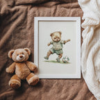 Vintage Soccer Teddy Bear Boy Print | 1232