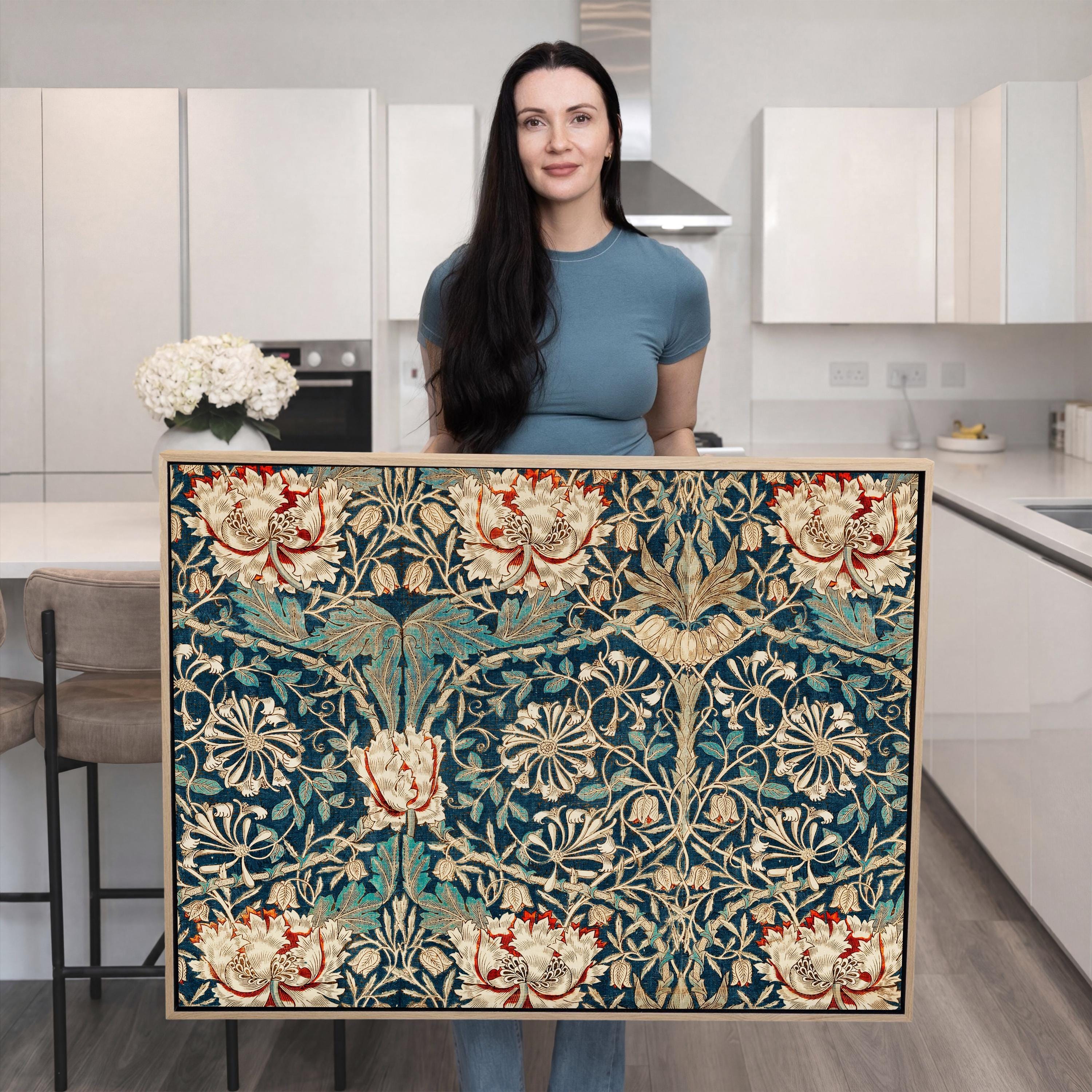 Botanical Wall Art William Morris Cotton Float Frame Canvas Art Print | 2213