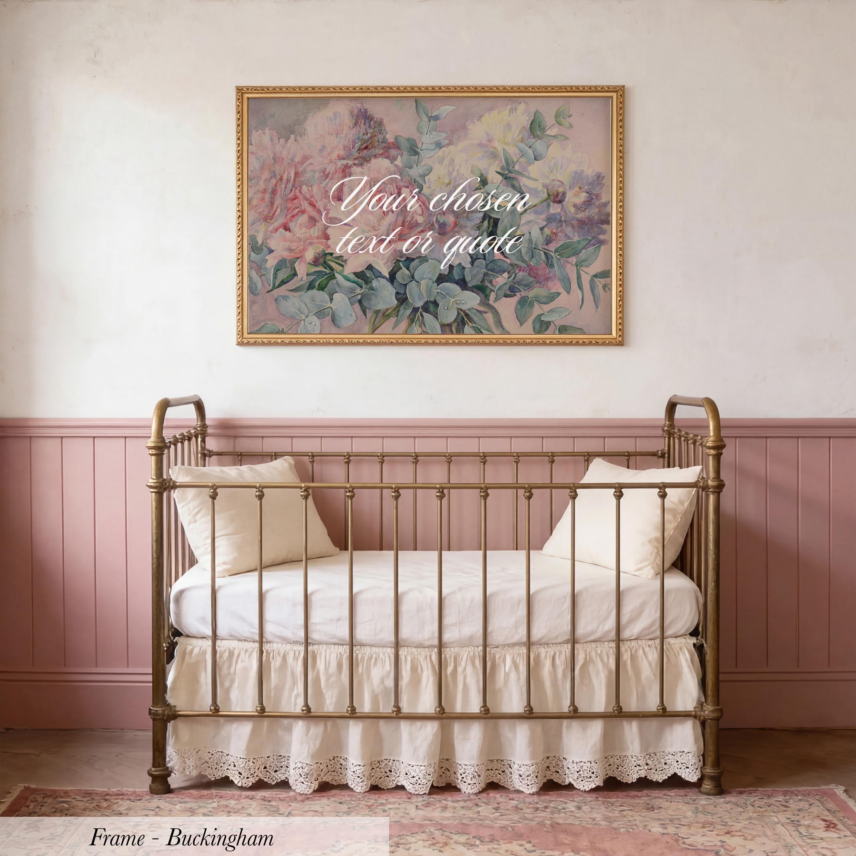 Custom Quote Nursery Wall Art | Vintage Floral Oil Painting Print | 2184