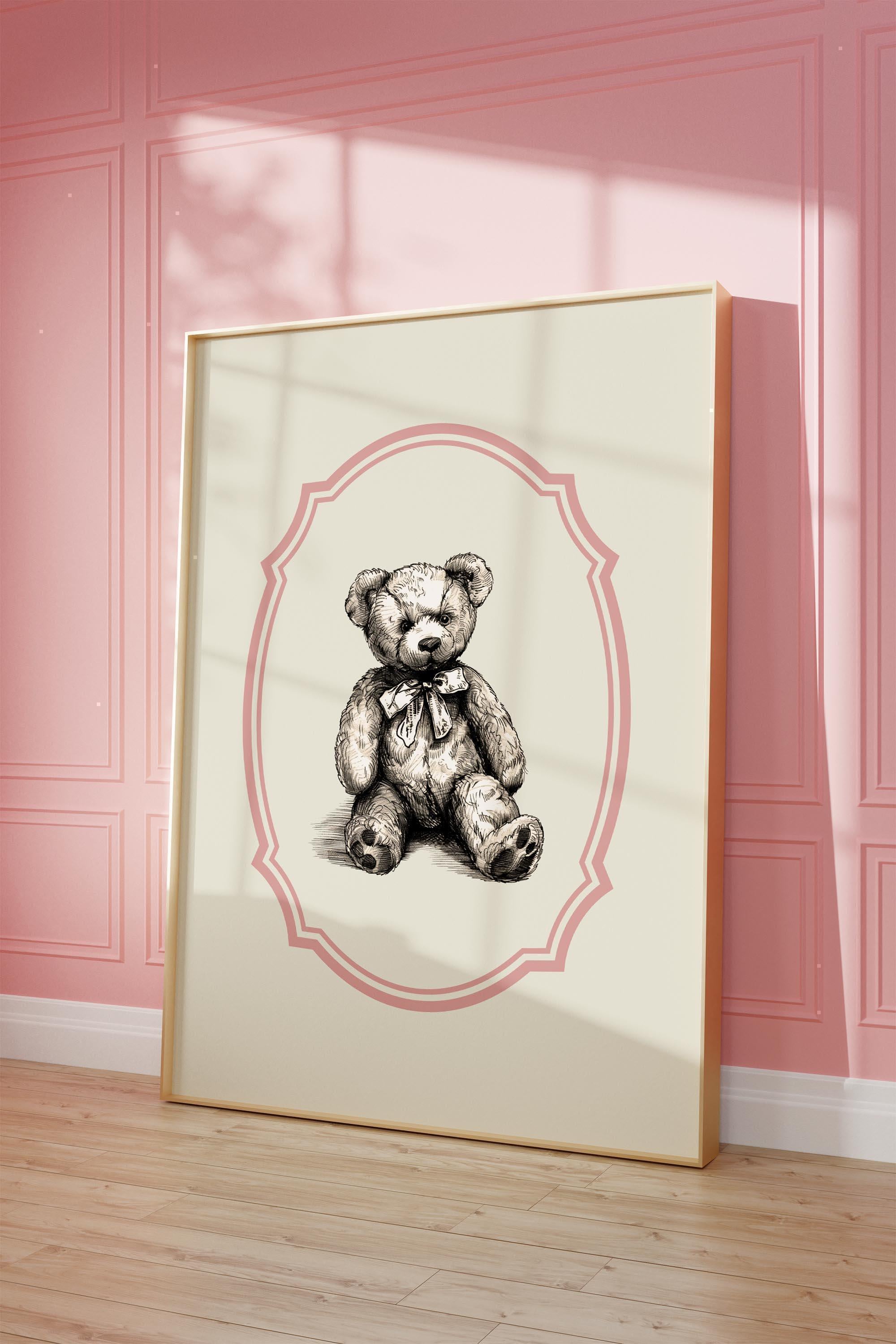 Vintage Teddy Bear Antique Sketch Print | 1884