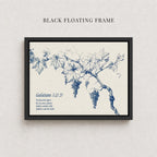 The image is a framed print featuring a blue and white illustration of a grape vine with grapes hanging from it. The text below the illustration reads "Galatians 5:22-23" and provides a biblical verse from the book of Galatians.