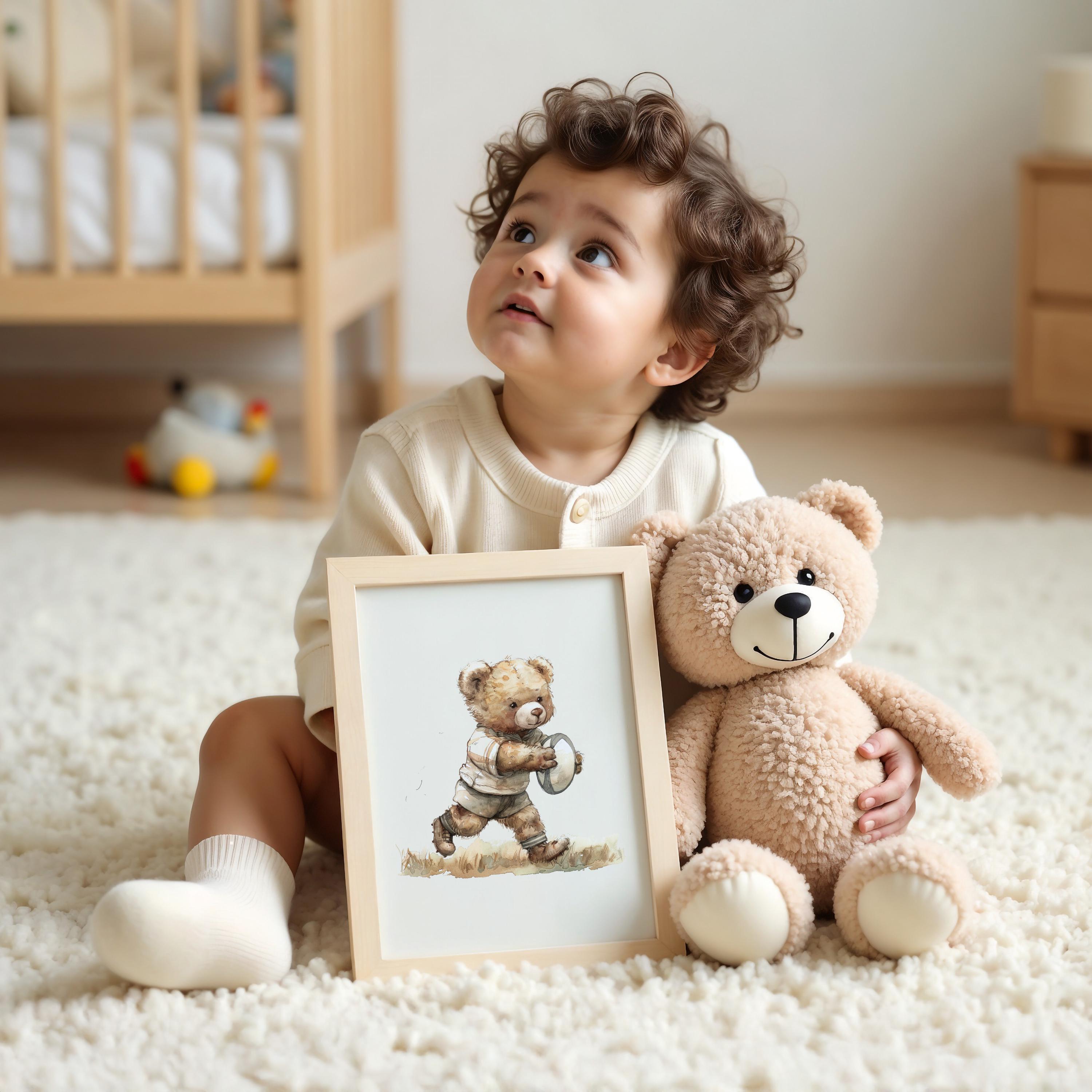Sports Vintage Teddy Bear Rugby Print | 1232