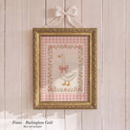 Pink Gingham Cross Stitch Goose Print ∙ Vintage Girl Room Art ∙ 2167