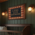 Long Live Boyhood Print ∙ Vintage Plaid Red and Blue Boy Room Art ∙ 1696